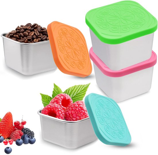 4pcs Food Storage Containers - Snack Jars - 60ml Mini Food Containers ...