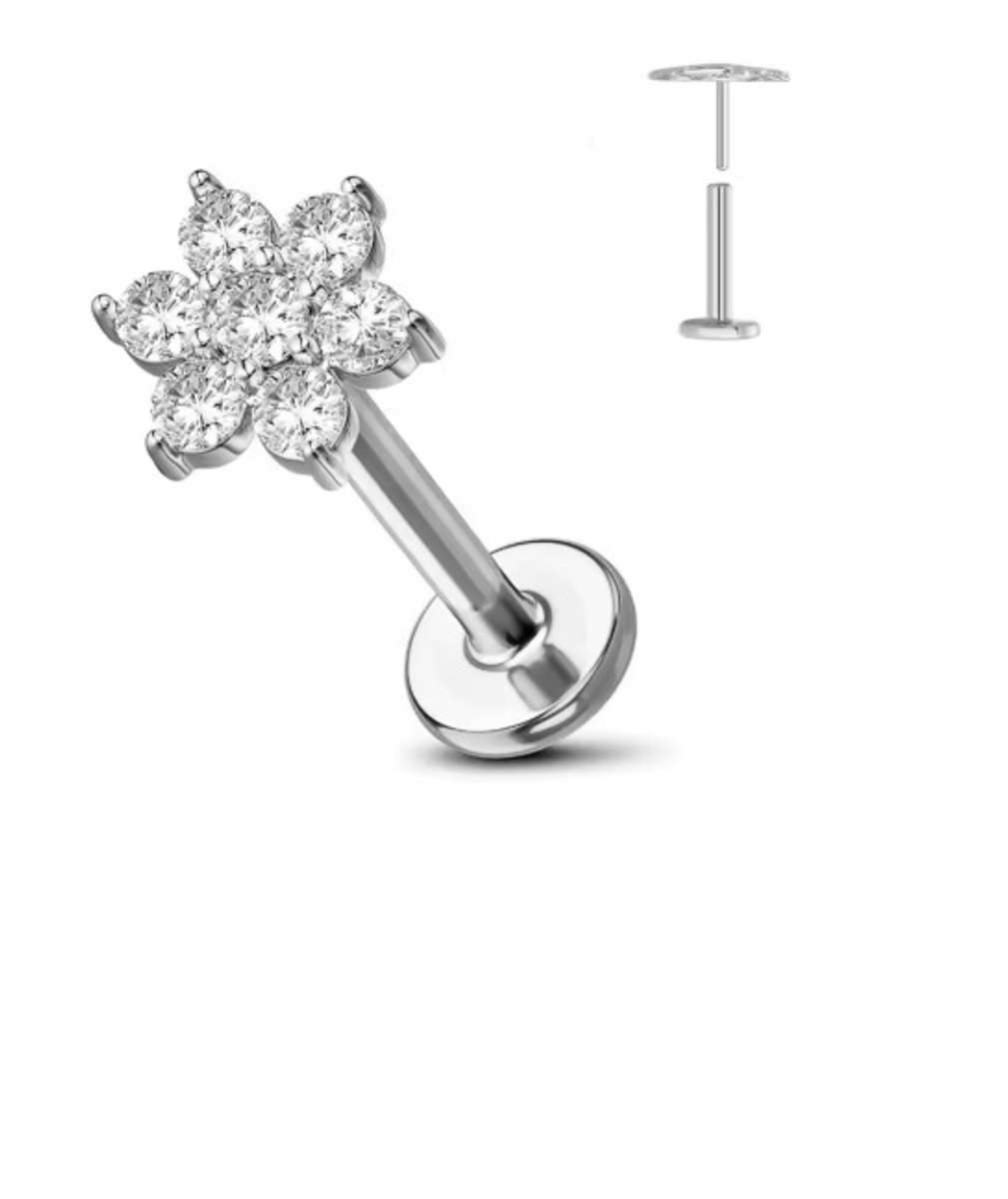 Piercing voor Oor - Kleur: Zilver - Formaat: 12 x 6 MM - Titanium - Tragus / Kraakbeen / Helix / Conch - Oorpiercing - Piercing Sieraad - Hoge Kwaliteit - Labret Piercing - Luxe Sieraad - Oorbellen