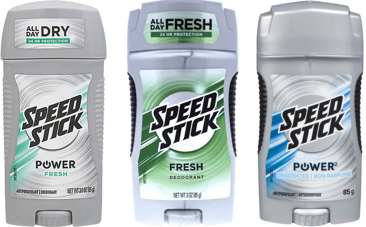 Speed Stick - Mix - Power Fresh - Power Unscened - Fresh - Anti-transpirant Deodorant voor mannen - 3 x 85 g
