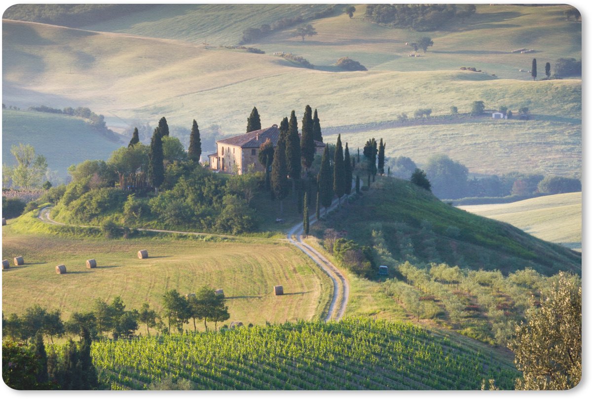 Muismat 27x18 cm - Mousepad Toscane - Landschap - Groen - Muismatten