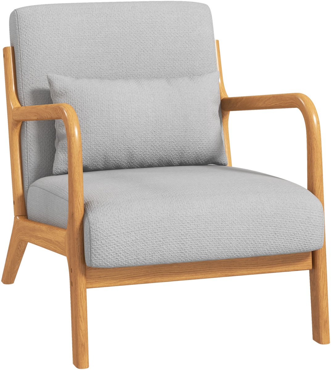 HOMCOM-Accentstoel-61x78x76cm-Fluwelen (100% polyester)-Lichtgrijs