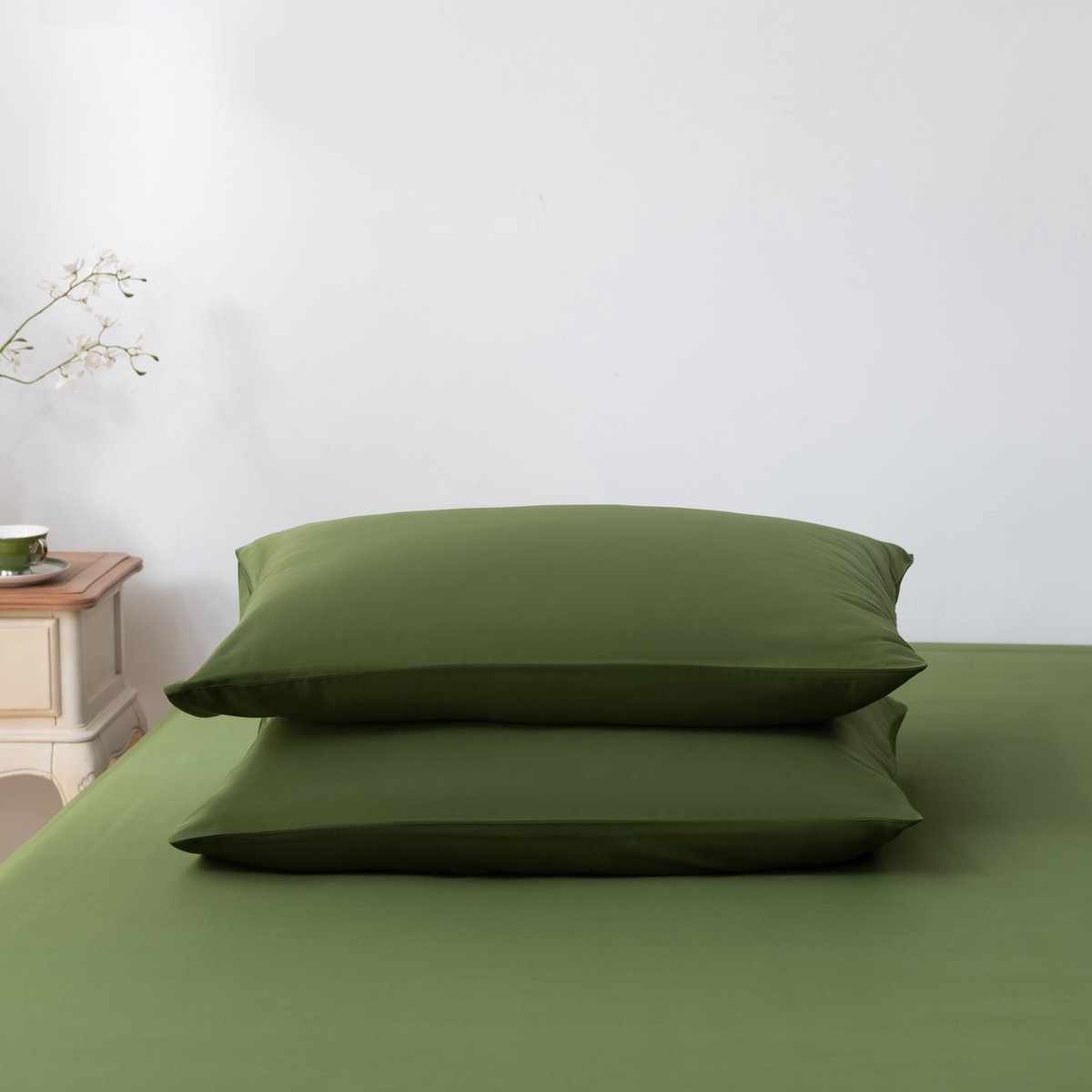 Bamboe kussenslopen Deep Moss donkergroen 60x70 cm – Set van 2, zacht, ademend & duurzaam | Boomba Bamboo®