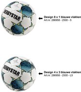 Derbystar Gamma TT Trainingsbal Wit Blauw Groen - Handgenaaid Met Hightech PU En Butyl Blaas