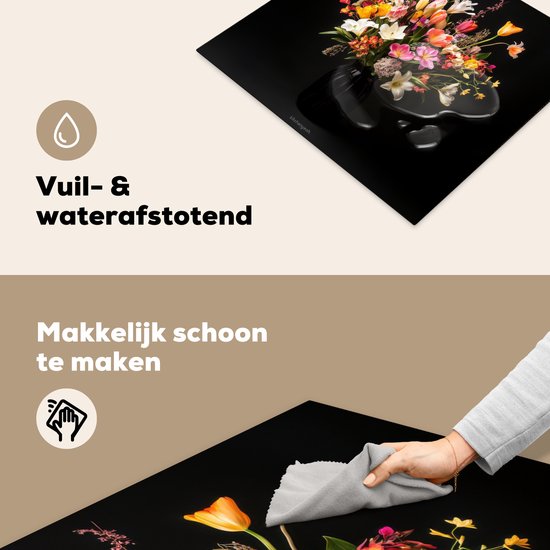 KitchenYeah® Inductie beschermer 60x52 cm - Bloemen - Boeket - Kleurrijk - Kookplaataccessoires - Afdekplaat voor kookplaat - Inductiebeschermer - Inductiemat - Inductieplaat mat - Keuken decoratie