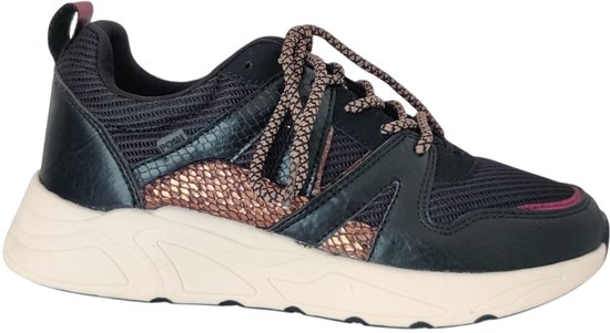 POSH by Poelman CAROCEL Dames Sneakers Zwart Met Dierenprint
