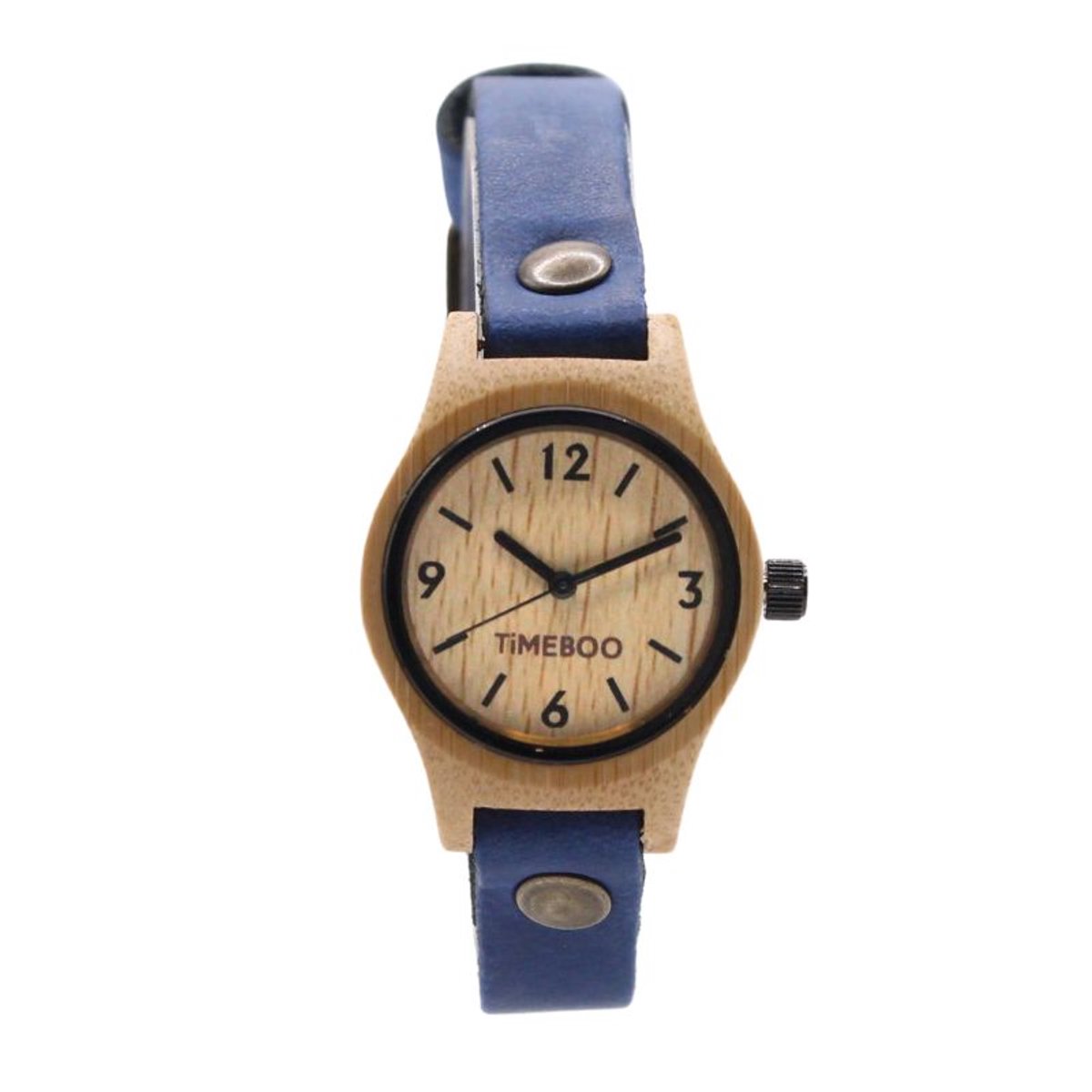 Timeboo horloge Small | Bamboe houten horloge | dames - leer - Blue