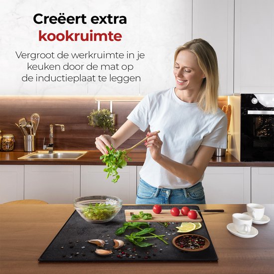 KitchyMist Inductie Beschermer 60x52 cm - Kruiden en Specerijen Limoen - Kookplaat Beschermer - Afdekplaat voor Kookplaat - Inductie Mat - Spatscherm Achterwand Keuken