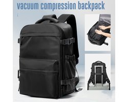 Vacuümrugzak - Vacuüm - Rugzak - Zwart - Reistas - Inclusief Vacuümpompje - 30 Liter - Handbagage - Grote Reisrugzak voor Dames en Heren - Vliegtuig - Koffer - Reisrugzak - Waterdichte Reistas - Voor Reizen, Zaken, Zakenreizen, Weekend