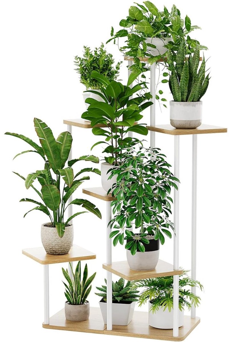 Plantentafel - Plantenstandaard voor Binnen - Plantenzuil - Wit