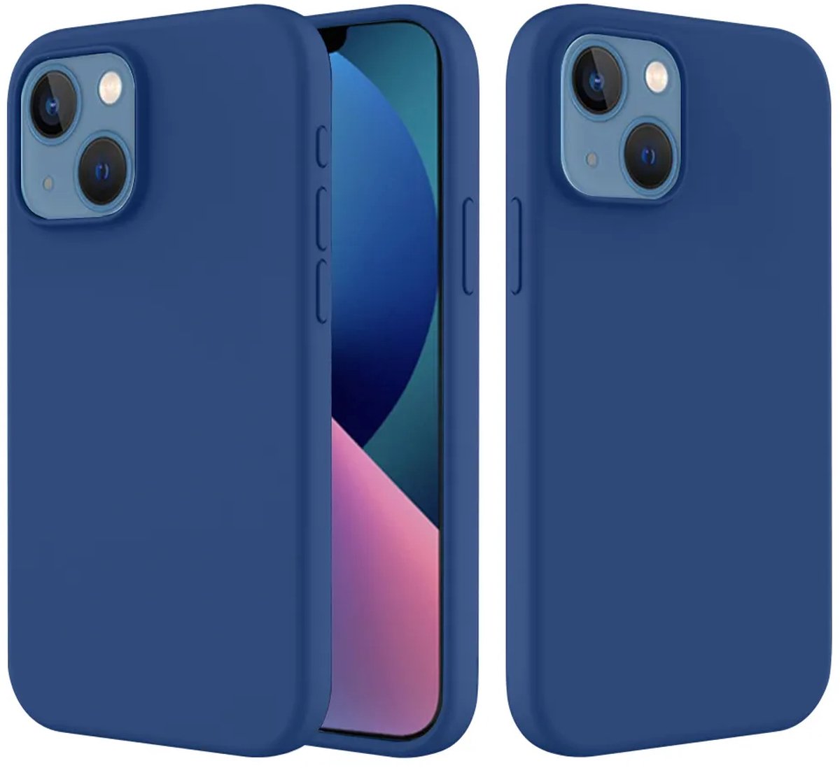 MobyDefend Hoesje - Geschikt voor iPhone 14 - Matte Siliconen Backcover - Blauw