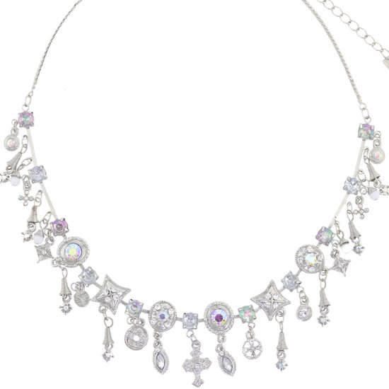 Behave Collier court couleur argent avec pendentifs