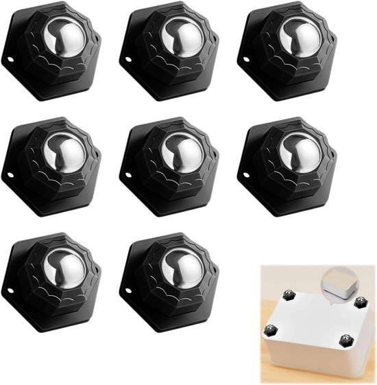 Hazrcvr Mini-meubelwielen, 16 stuks, zelfklevende wielen, kleine meubelwielen, zelfklevende zwenkwielen, meubelwielen, zelfklevend, 360 graden kogelwielen, kleine kogelrollen voor meubels
