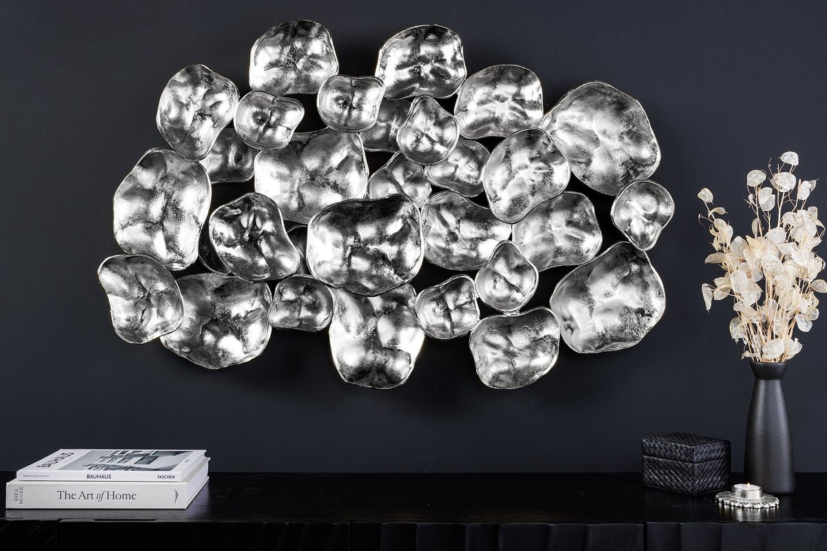 Moderne wanddecoratie VARIATION 105cm zilver metaal handgemaakt - 43822