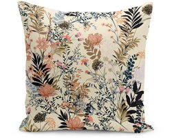 De Groen Home BLOEM Sierkussen Velvet - 45x45 - Beige Crème 