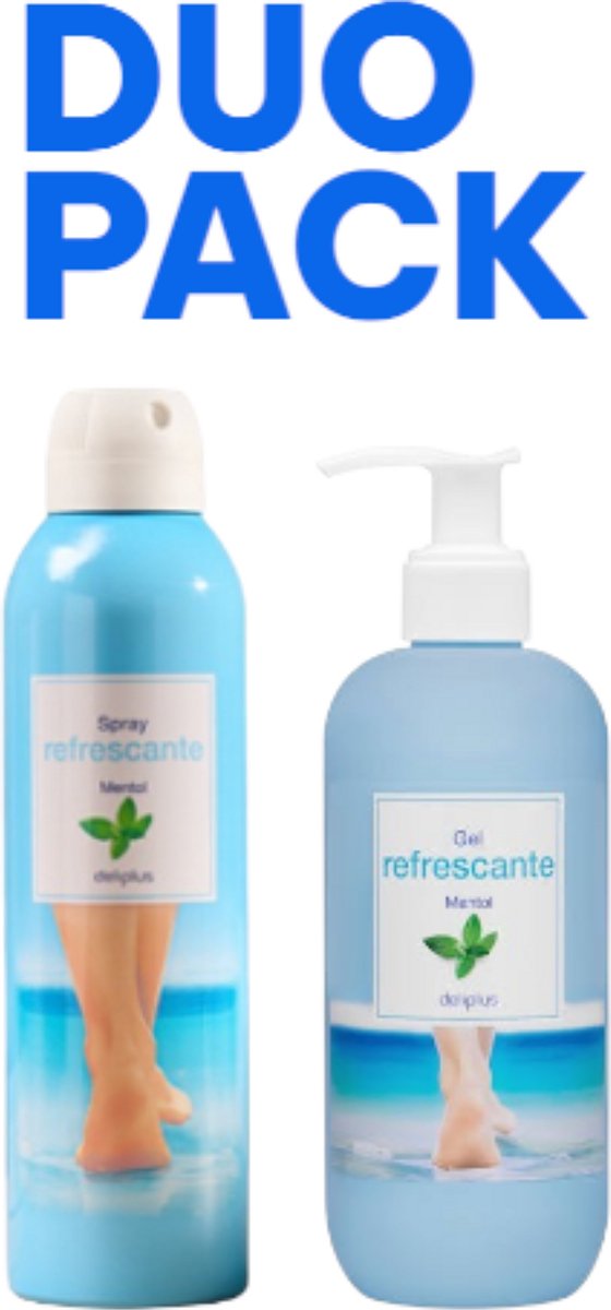 Deliplus | Refrescante Mentol | Duo Pack | Gel & Spray | Zwelling verminderend en verkoelend | Verfrissende en ontspannende menthol gel & spray voor de voeten en benen |