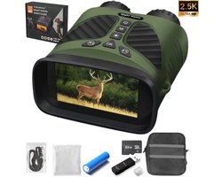 PolkaHome® Nachtkijker Digitaal Infrarood 10x Optische + 8x Digitale Zoom – 300m Bereik – FullHD Dag & Nacht Camera met 3" IPS Scherm, 32GB MicroSD + Kaartlezer, Draagtas & Nekkoord – Verrekijker Voor Jagen, spotten & Reizen