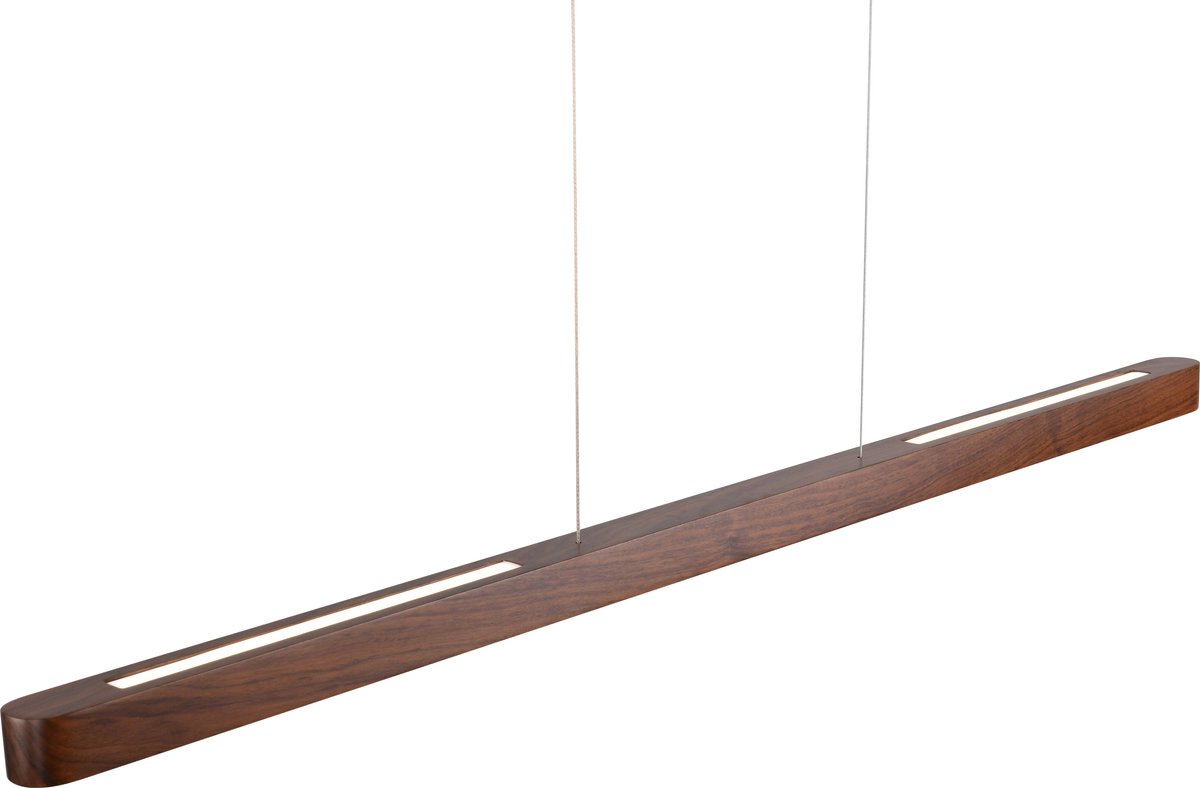 Hanglamp Hout - Walnoot - Ovaal - 120 cm - Dimbaar LED - Hanglampen Eetkamer - Warm Wit (3000K)