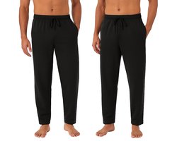2 Pack Fruit of the Loom Jogginbroek Heren met Rechte Pijp - Trainingsbroek Heren - Zwart (Maat L) Inclusief 2 TLRGolf Wasknijpers