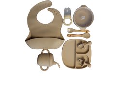 The Baby Supply 9-delig Kinderserviesset Beige – Veilig, Duurzaam & Ideaal voor Zelfstandig Eten