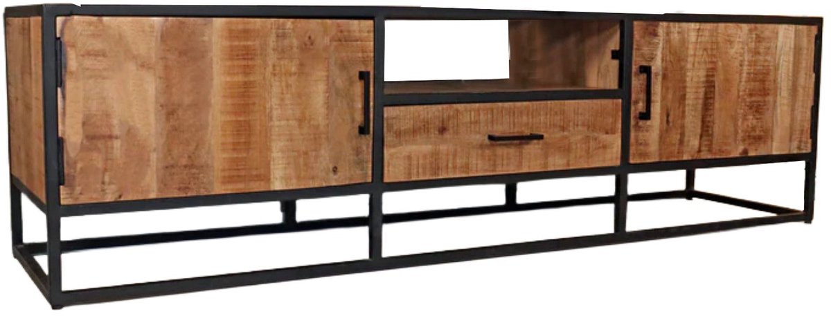 TV meubel industrieel mangohout Iris 180cm tv kast duurzaam mango massief hout tv-meubel