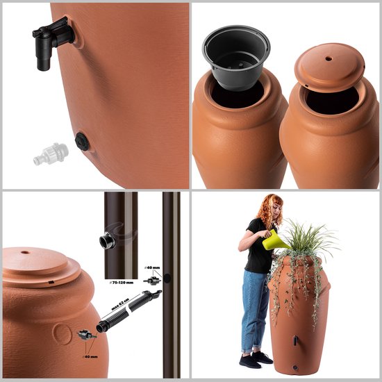 KADAX Jardinière avec soucoupe, jardinière de balcon en plastique, jardinière pour intérieur et KADAX Jardinière avec soucoupe, jardinière de balcon en plastique, jardinière pour intérieur et