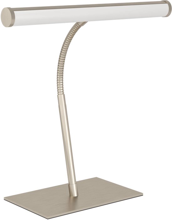 Lampe de table EGLO Riccione - Lampe de bureau - 39,5 cm - Nickel - Lumière blanche réglable (chaude, neutre et lumière du jour) - Intensité variable