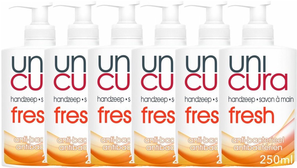 6x Unicura Handzeep Anti Bacterieel Fris 250 ml