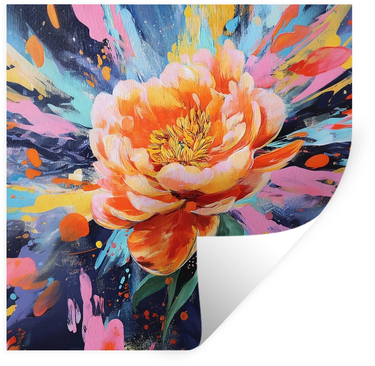 Muurstickers - Sticker Folie - Bloemexplosie - Felle spatten - Dynamisch - 80x80 cm - Plak
