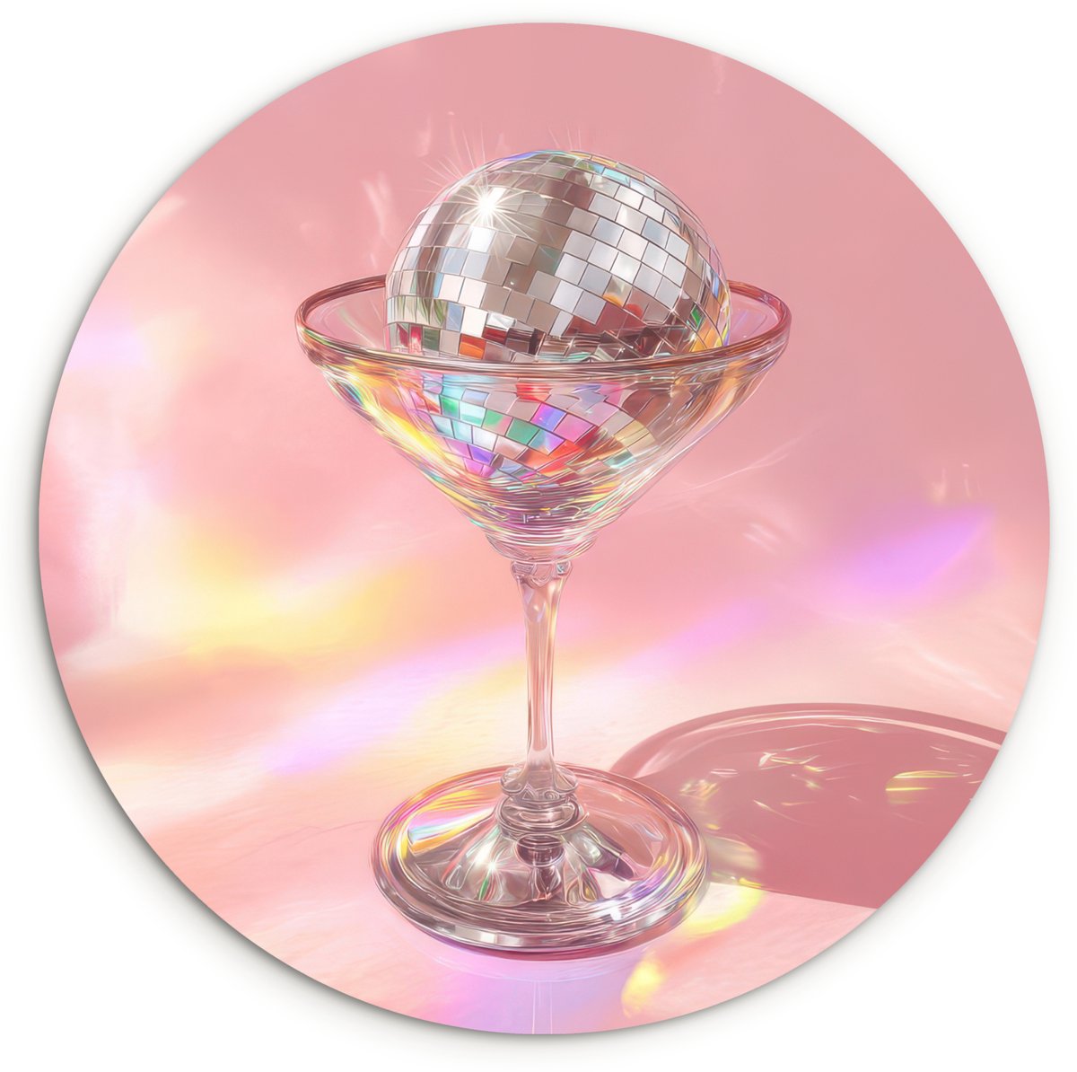 WallCircle Wandcirkel 150x150 cm - Muurcirkel Martiniglas - Discobal - Fonkelende lichtvlekken - Muurdecoratie woonkamer - Wanddecoratie slaapkamer - Kamer decoratie accessoires - Ronde schilderijen Discobal - Martiniglas
