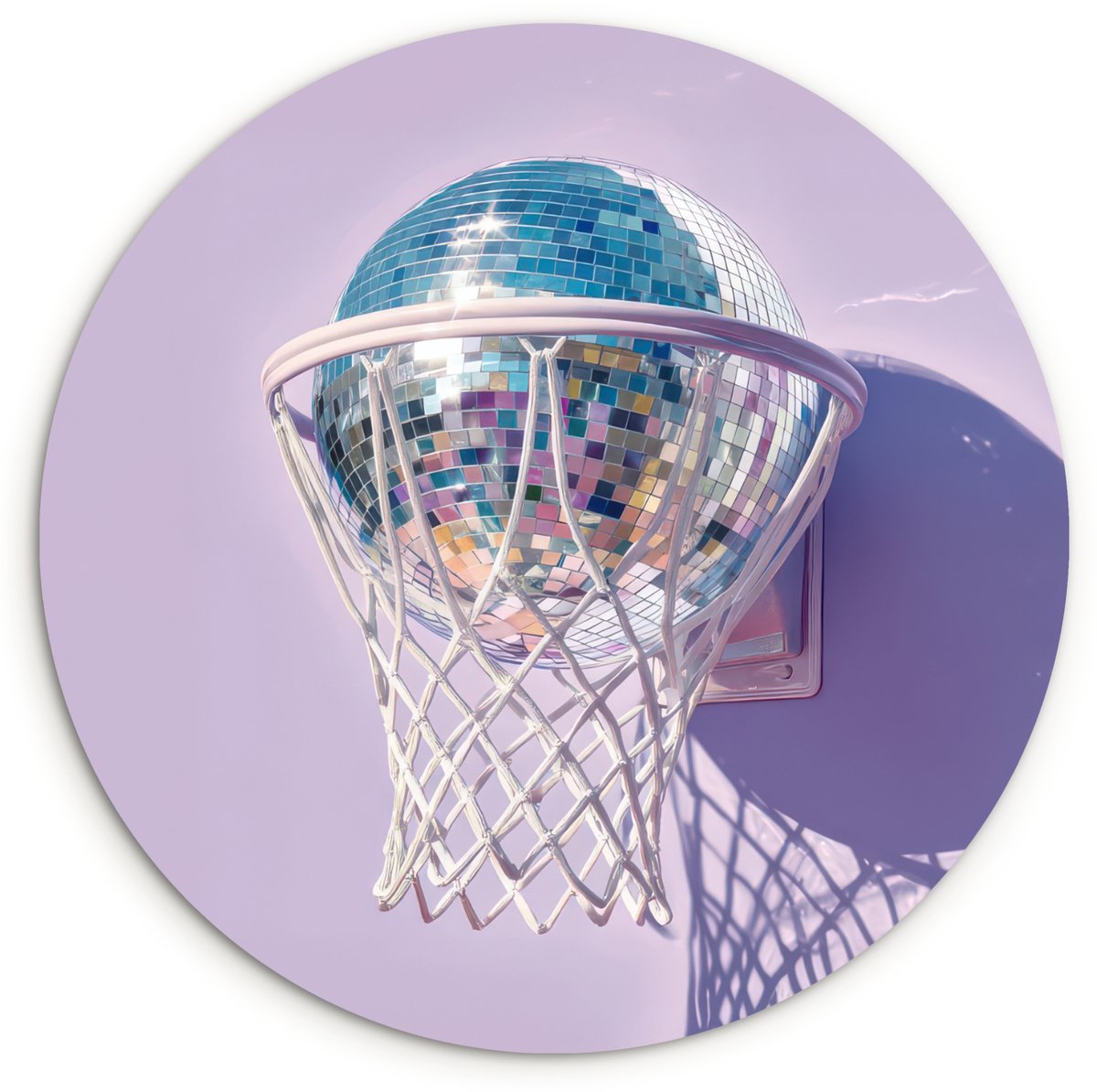 WallCircle Wandcirkel 140x140 cm - Muurcirkel Discobal - Basketbalring - Grafisch - Muurdecoratie woonkamer - Wanddecoratie slaapkamer - Kamer decoratie accessoires - Ronde schilderijen