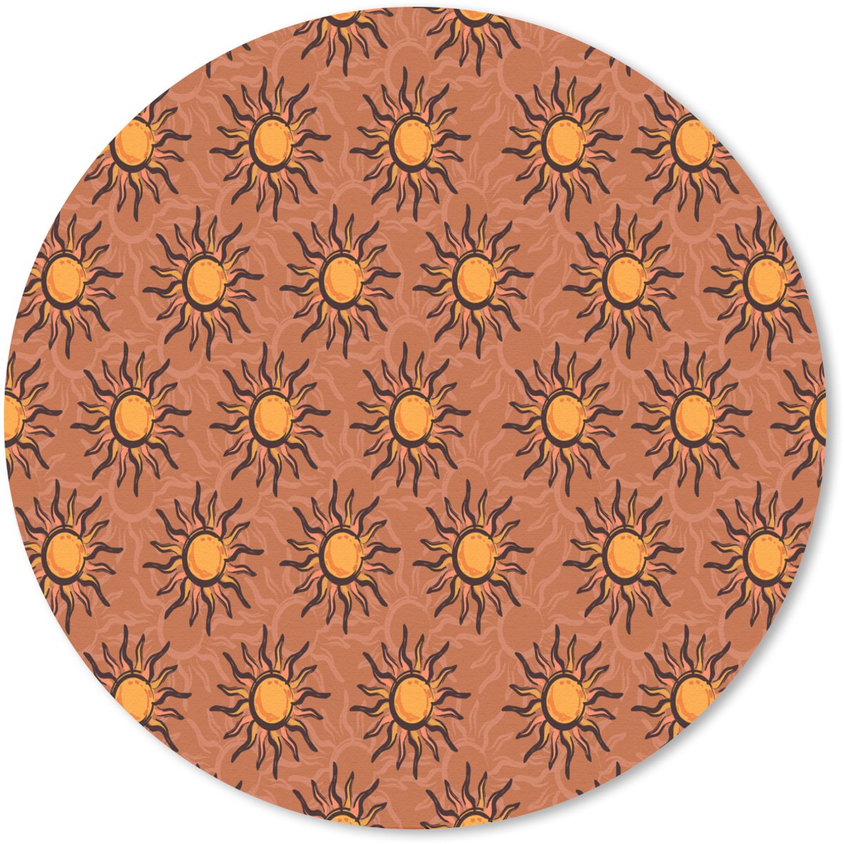Muismat rond 30x30 cm - Mousepad Kust - Zonnig - Bruin - Oranje - Ronde muismatten