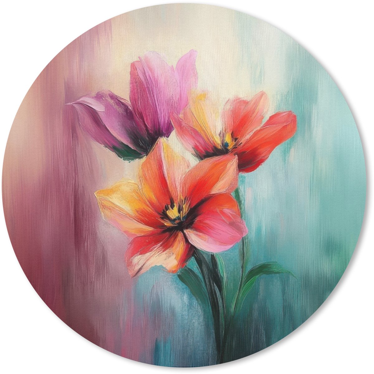 Muismat rond 20x20 cm - Mousepad Tulpen - Lichtreflecties - Kleurverloop - Ronde muismatten