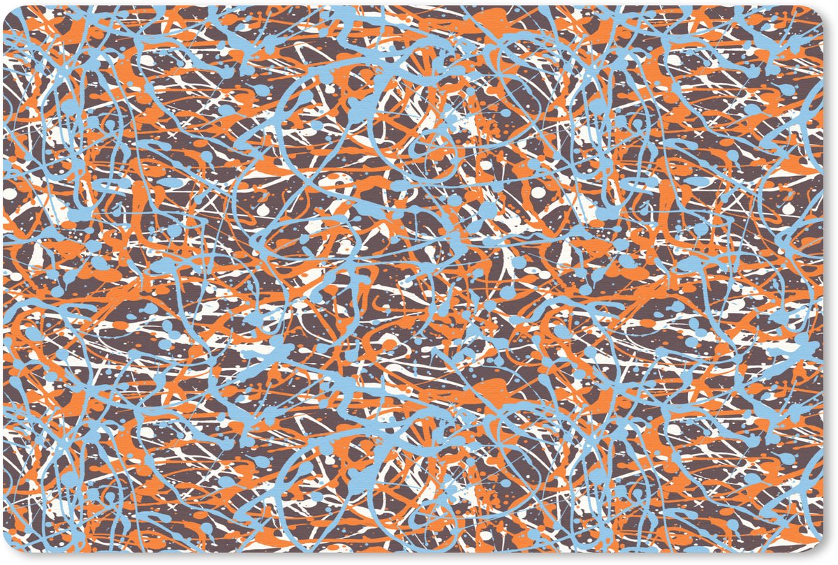Muismat 27x18 cm - Mousepad Blauw - Waterverf - Chaos - Muismatten
