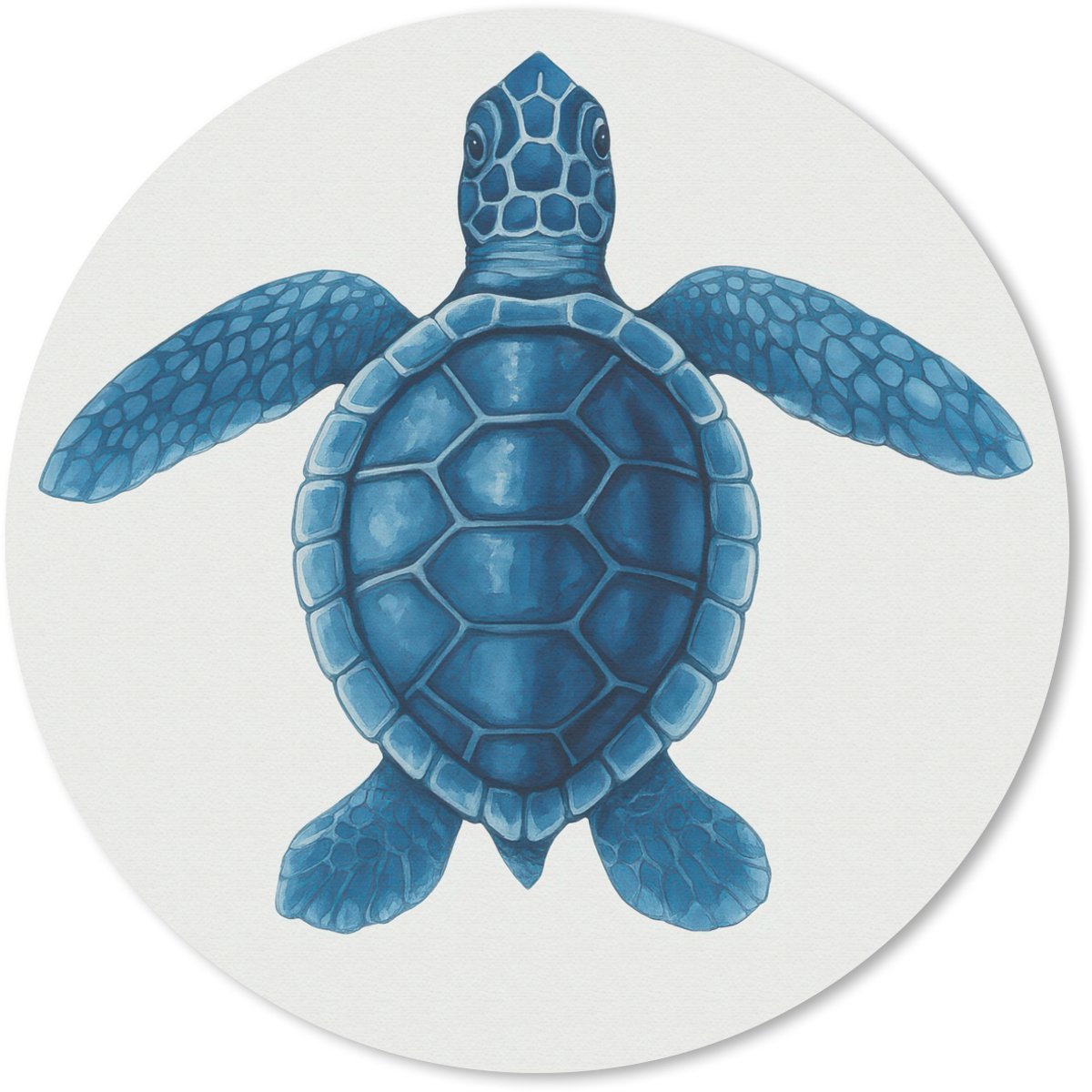 Muismat rond 50x50 cm - Mousepad Schildpad - Blauw - Schild - Ronde muismatten