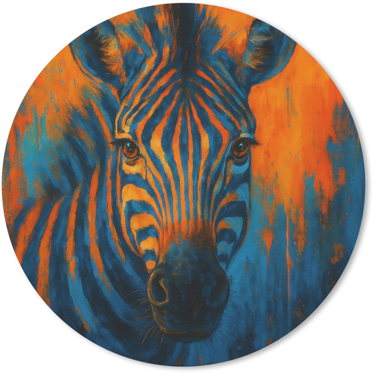Muismat rond 40x40 cm - Mousepad Zebra - Abstract - Blauw - Ronde muismatten