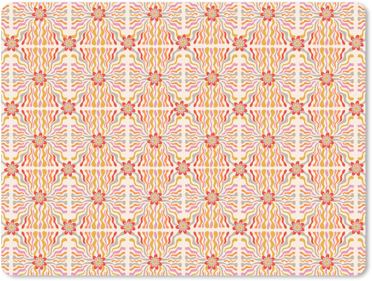 Muismat 23x19 cm - Mousepad Patroon - Retro - Kleur - Muismatten