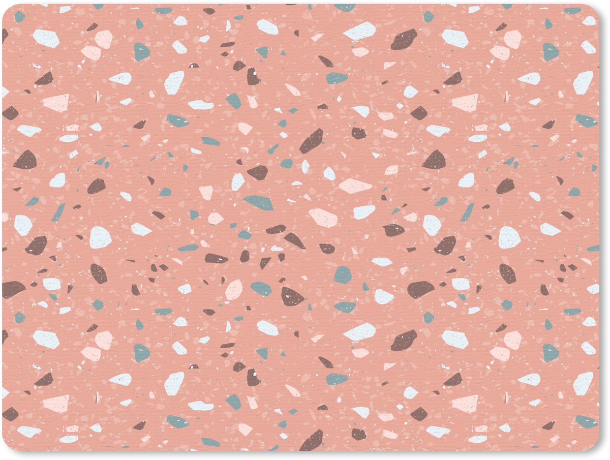 Muismat 23x19 cm - Mousepad Terrazzo - Patroon - Kleurrijk - Roze - Blauw - Muismatten