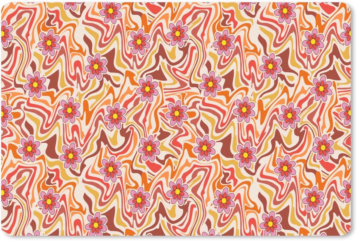 Muismat 27x18 cm - Mousepad Retro - Bloemen - Patroon - Muismatten