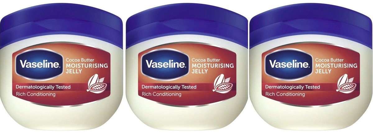 Vaseline Pure Petroleum Jelly Cacoa - Voordeelverpakking 3 x 100 ml