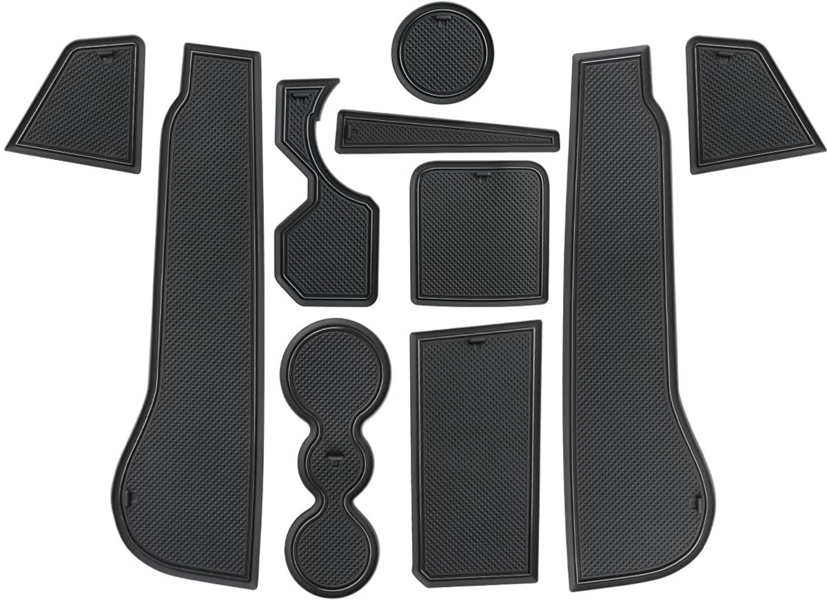Rubberen Matten Set Middenconsole & Onderzetters - Anti-slip - Voor Golf 8 MK8 2020-2024 - Zwart - 10 Stuks