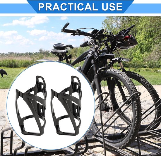 2-delige bidonhouder voor op de fiets - Bevestiging voor bidonhouder voor op de fiets - Perfect voor fietsen, woon-werkverkeer of andere buitenactiviteiten - Met accessoires - Zwart — afbeelding 3