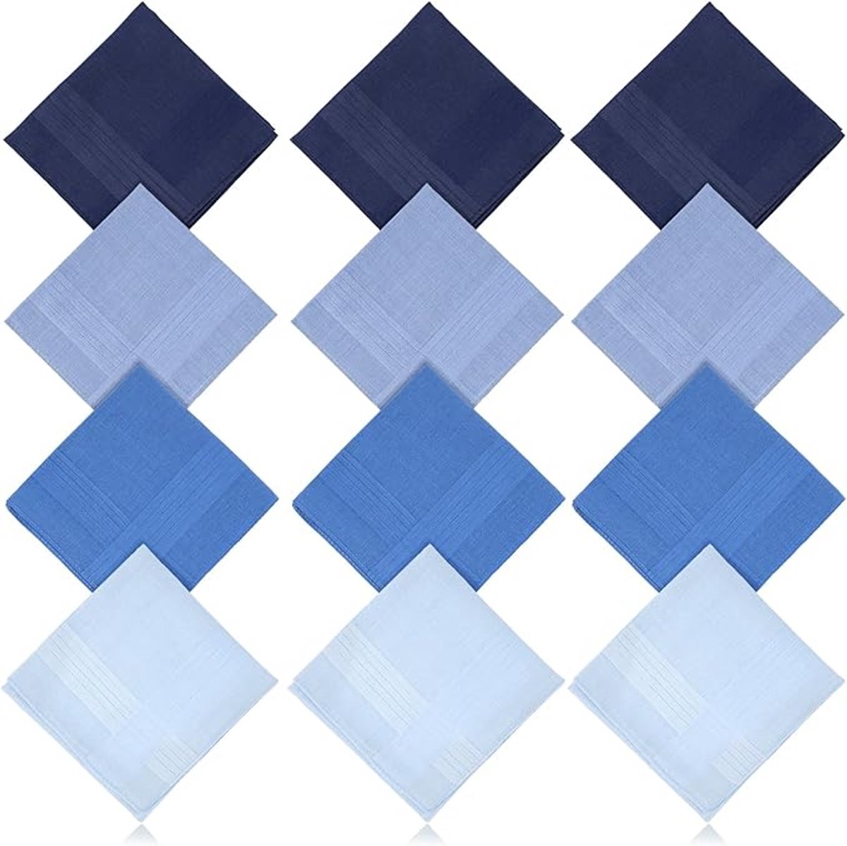 Vierkante herenzakdoek, 12 stuks, set klassieke katoenen herenzakjes, cadeau voor mannen 40 x 40 cm, cadeau voor mannen (4 kleuren)