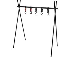 Stevige, ruimtebesparend opvouwbare kledingrek - Opvouwbaar verticaal droogrek - Wasdroogrek - Droogrek voor buitenkleding - Picknickrek voor kookgerei - Statief van 1,20 m - Opvouwbaar, robuust aluminium opbergrek met haken - Geschikt voor kamperen