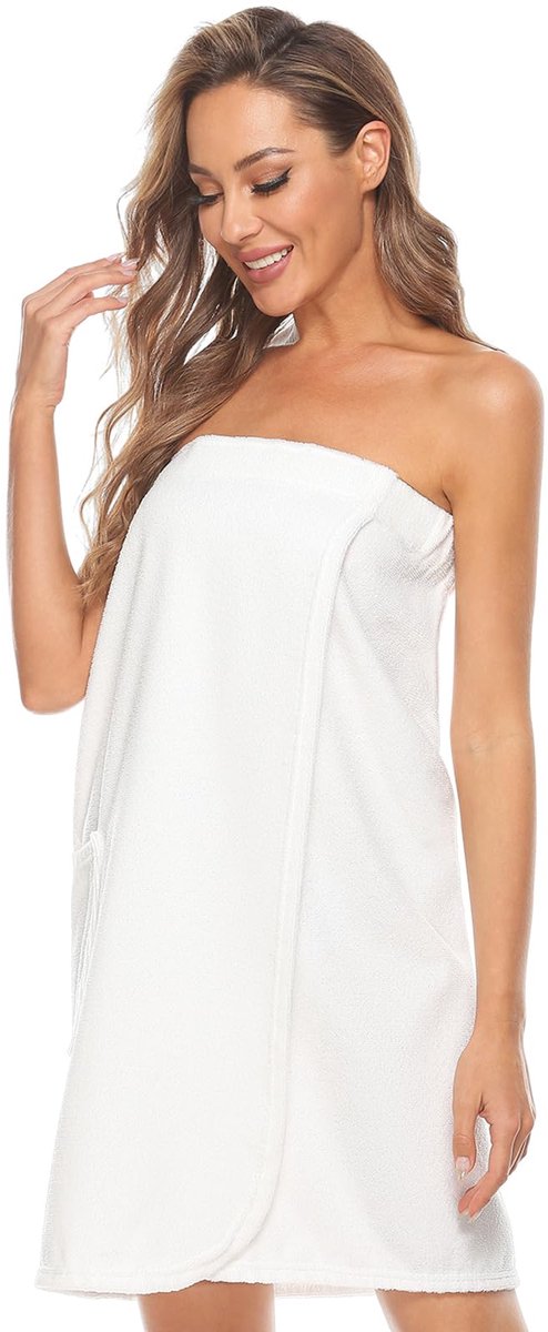 Dames Saunakilt - Frottee met Zak en Klittenbandsluiting - Voor Sauna - Wit XL