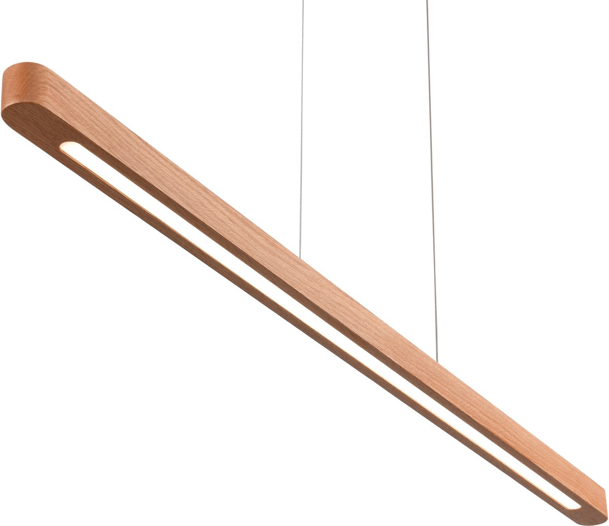Hanglamp Hout - Eiken - Ovaal - 120 cm - Dimbaar LED - Hanglampen Eetkamer - Warm Wit (3000K)