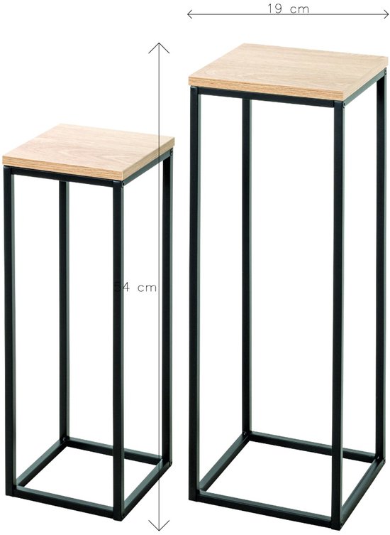 Plantenstandaard set van metaal - 35 x 27 - Zwart - JESSY