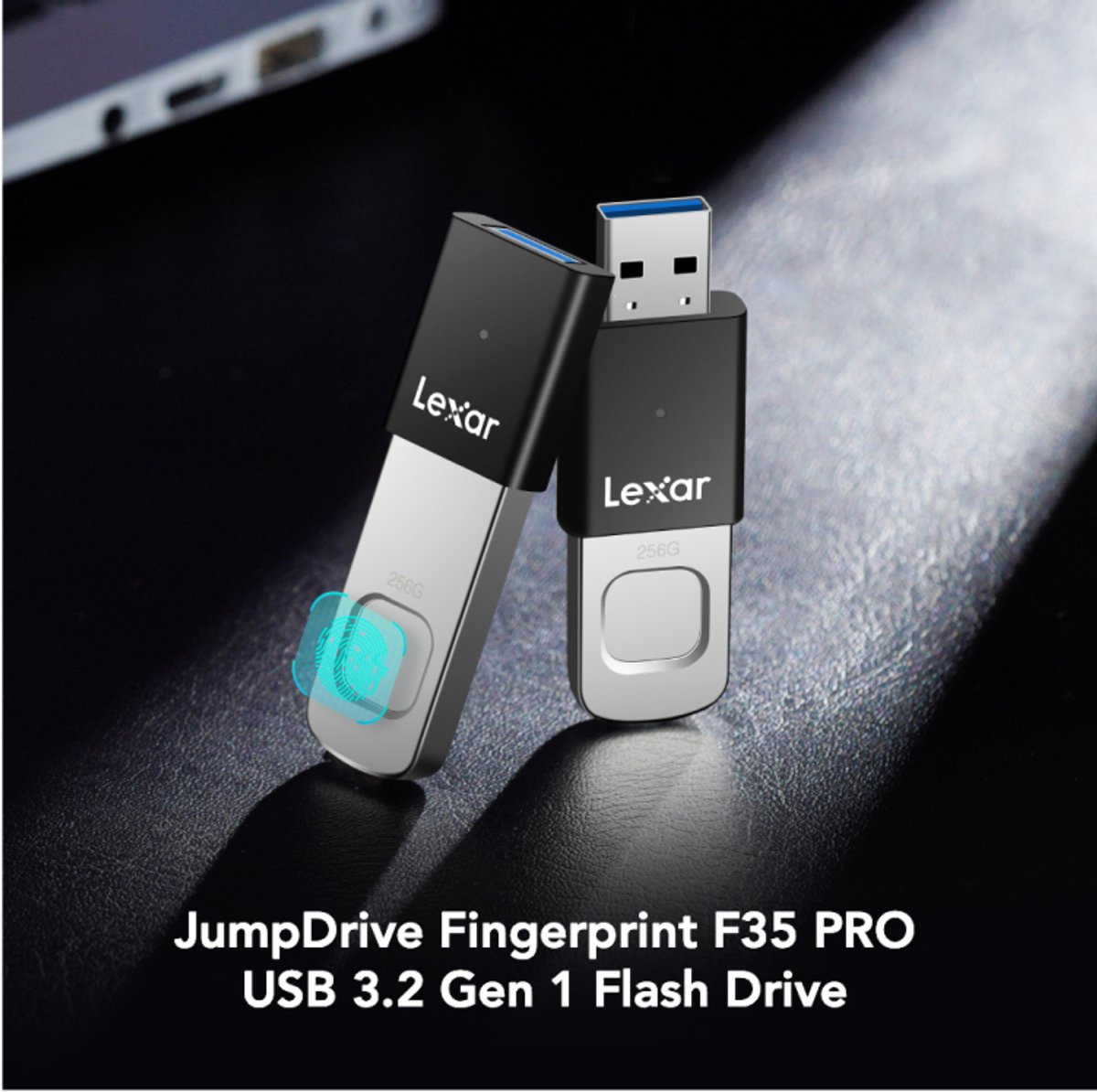 Lexar JumpDrive Fingerprint F35 PRO USB 3.2 Gen 1 Flash Drive - 64 GB - Vingerafdrukbeveiliging