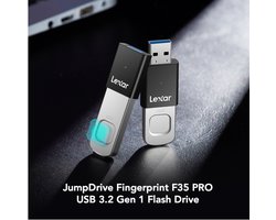 Lexar JumpDrive Fingerprint F35 PRO USB 3.2 Gen 1 Flash Drive - 64 GB - Vingerafdrukbeveiliging