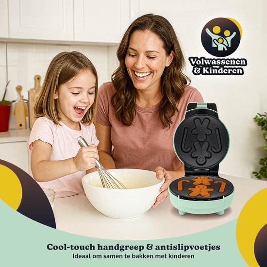 JAP Appliances Dough Joy Wafelijzer - Wafelmaker voor 1 Ronde Wafel - Anti aanbaklaag - indicatielampje - Wafels van 16x16 cm - Groen van JAP Appliances — afbeelding 3