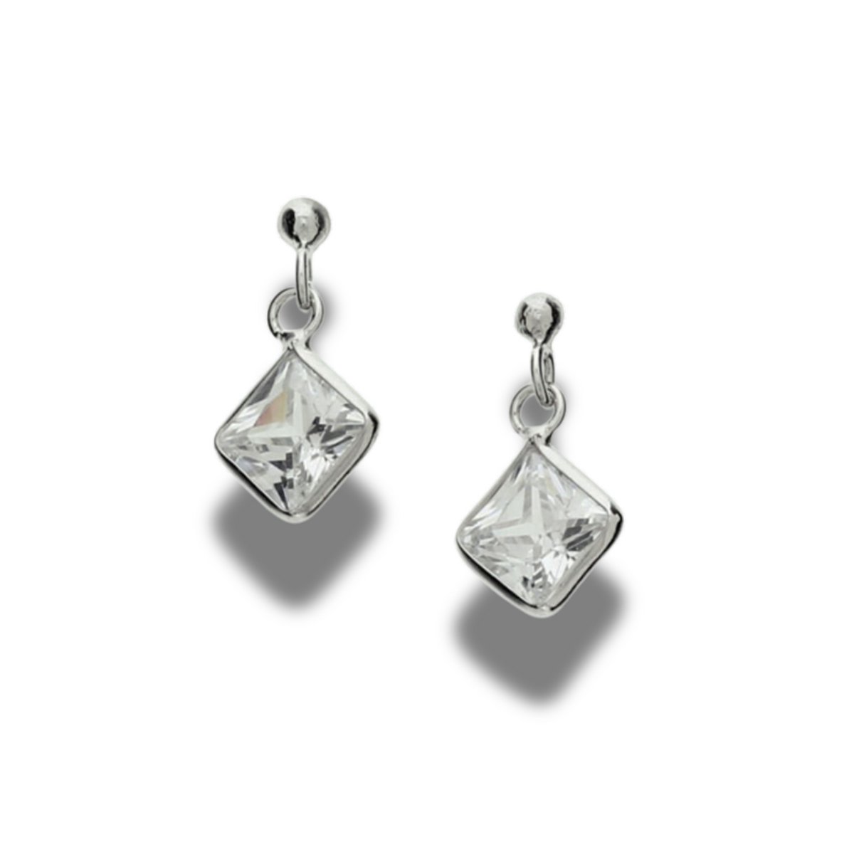 Oorhangers - oorbellen - 925 sterling zilver - silver - zirkonia - gerhodineerd - 11 mm